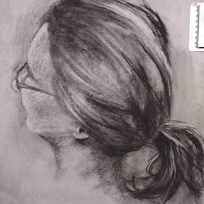 pencil drawing head study from the back