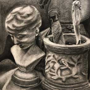 still-life bust and vase