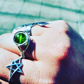 silver and peridot wrap ring